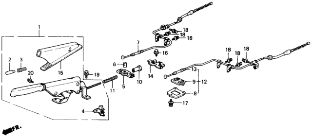 1990 Honda Civic 4 Door LX KA 4AT Parking Brake Diagram