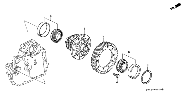 1994 Honda Accord 4 Door LX KL 4AT AT Differential Gear Diagram