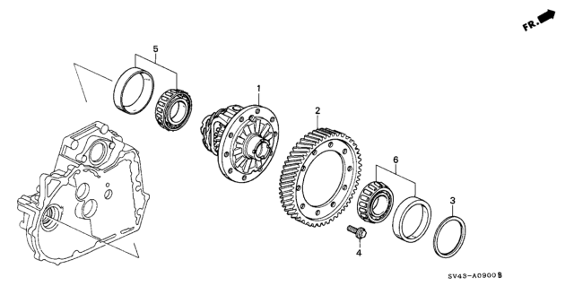 1996 Honda Accord Case, Differential Diagram for 41100-P0X-415