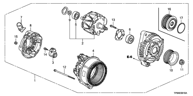 2013 Honda Crosstour 5 Door EXL (4WD) KA 6AT Alternator (Denso) (V6) Diagram