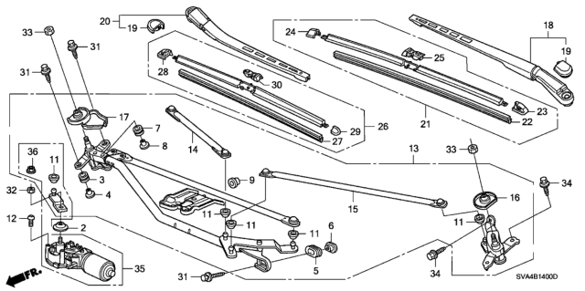 2009 Honda Civic Cap Assy., Blade (L) Diagram for 76623-SVA-A01