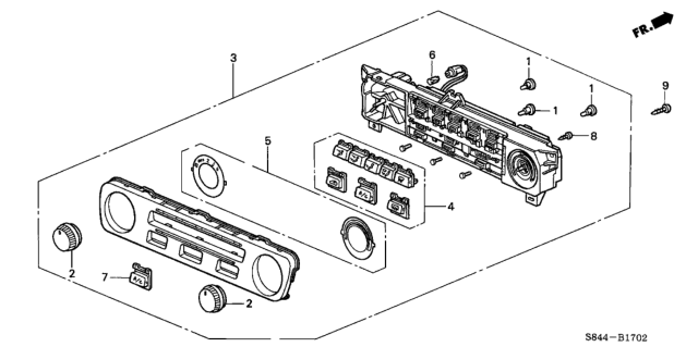 2002 Honda Accord Control Assy., Heater *NH167L* (GRAPHITE BLACK) Diagram for 79600-S84-A21ZA