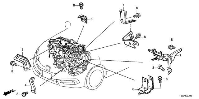 2020 Honda Civic Engine Wire Harness Stay Diagram