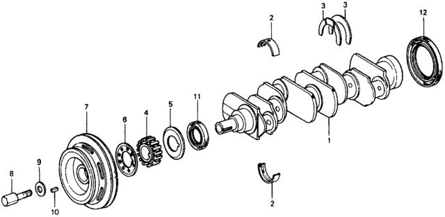 1978 Honda Civic 2 Door ** (1200) ** 4MT Crankshaft Diagram