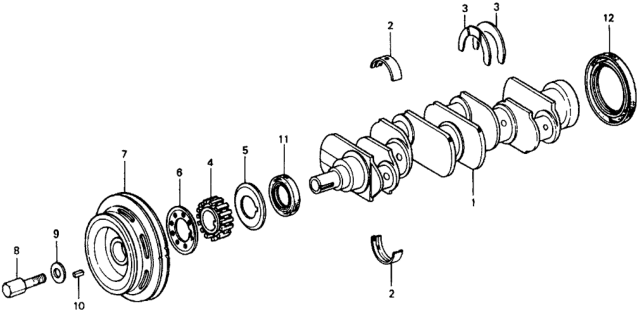 1977 Honda Civic Pulley, Crankshaft Diagram for 38921-634-672