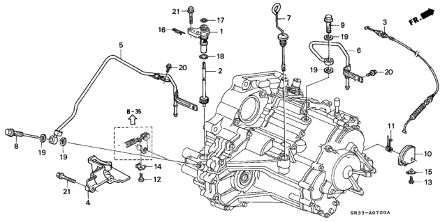 1994 Honda Civic 3 Door DX KA 4AT AT Control Lever Diagram