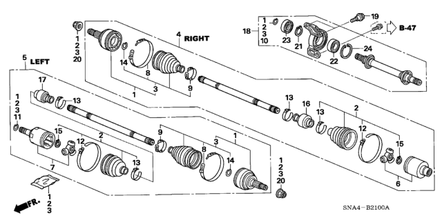 2008 Honda Civic Damper, Dynamic Diagram for 44351-SNA-N11