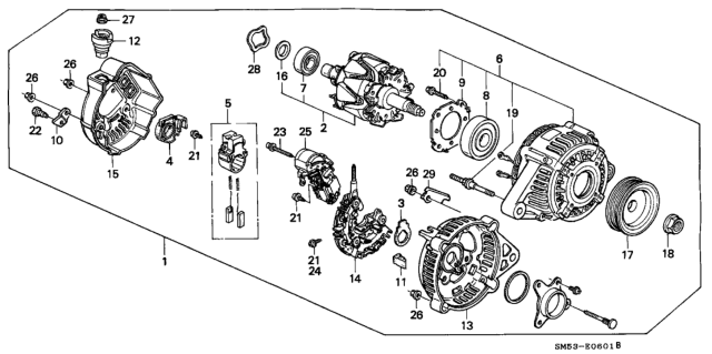1992 Honda Accord Alternator (Denso) Diagram