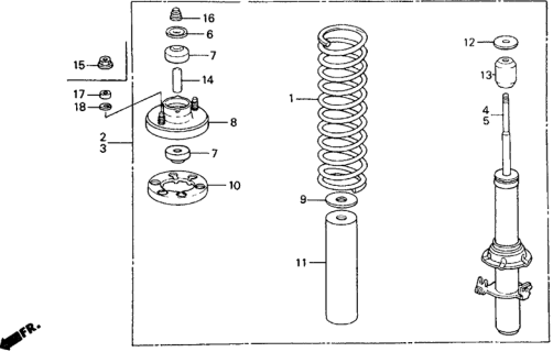 1989 Honda Civic Shock Absorber Assembly, Right Front Diagram for 51601-SH9-B74