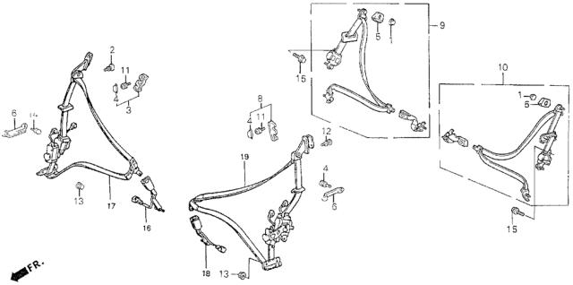 1988 Honda Prelude Buckle Set, L. FR. Seat Belt *B49L* (Takata) (FAIR BLUE) Diagram for 04816-SF1-A02ZB