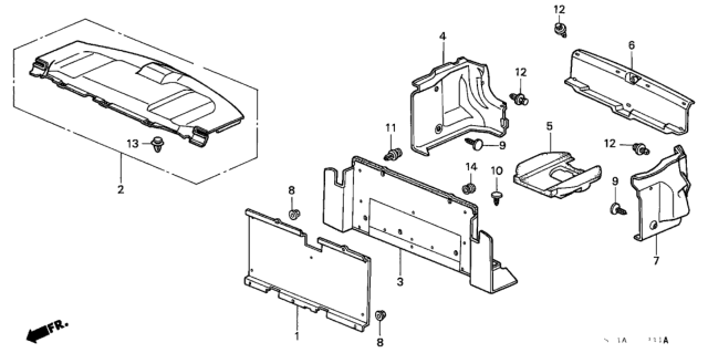 1998 Honda Civic Rear Tray - Trunk Garnish Diagram