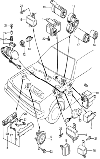 1980 Honda Accord 3 Door STD KH 5MT Main Fuse Box - Horn Diagram