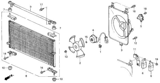 1996 Honda Odyssey Protector, Fan Motor Diagram for 38619-P1E-000