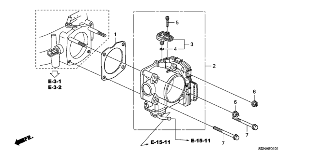 2007 Honda Accord Throttle Body (V6) Diagram