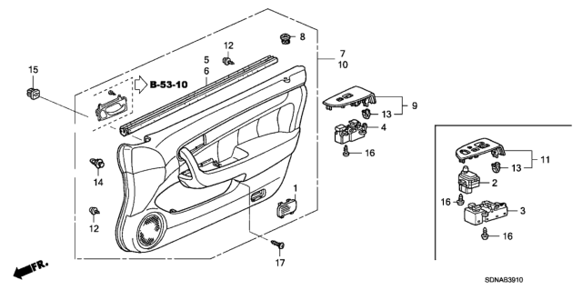 2007 Honda Accord Lining Assy., R. FR. Door *NH167L* (GRAPHITE BLACK) Diagram for 83500-SDN-A54ZA