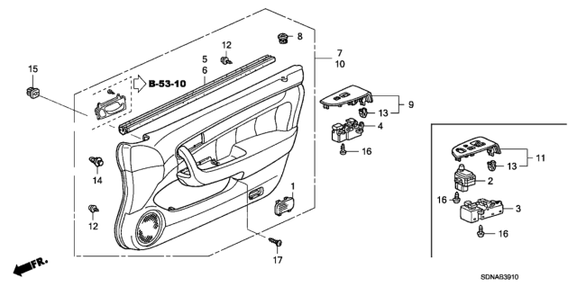 2007 Honda Accord Lining Assy., R. FR. Door *NH167L* (GRAPHITE BLACK) Diagram for 83500-SDN-A14ZA