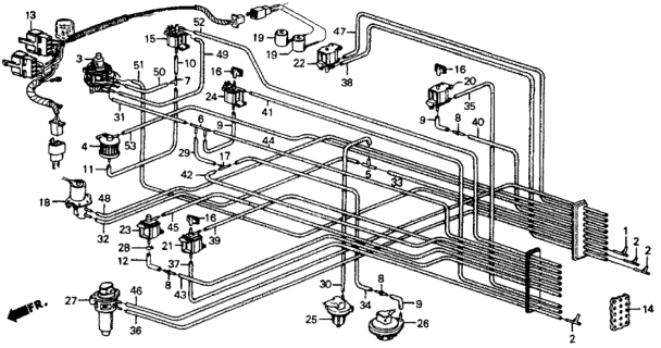 1984 Honda CRX 2 Door DX KA 3AT AT No. 1 Tubing Diagram