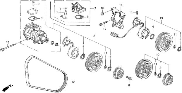 1998 Honda Odyssey 5 Door EX KA 4AT A/C Compressor Diagram