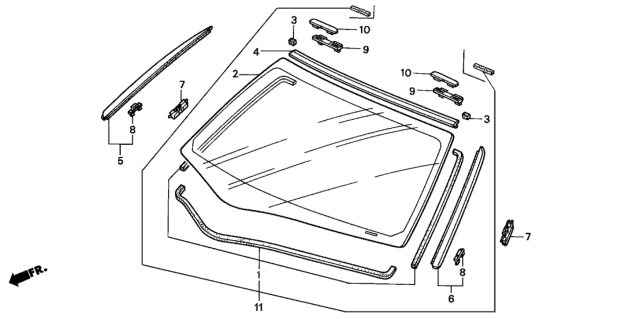 2001 Honda Civic Clip B, FR. Side Garnish Diagram for 91519-S5P-A01