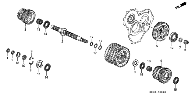 2000 Honda Prelude 2 Door BASE KA 4AT AT Secondary Shaft Diagram