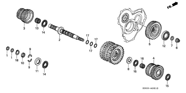 1997 Honda Prelude AT Secondary Shaft Diagram