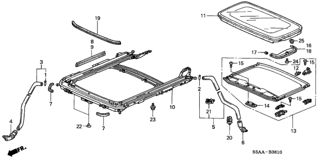 2004 Honda Civic Frame, Sunroof Diagram for 70100-S5A-J31