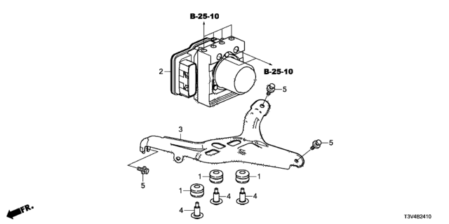 2014 Honda Accord Modulator Assembly, Vsa Diagram for 57110-T3V-317