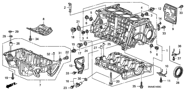 2006 Honda Civic Washer, Sealing (36MM) Diagram for 90008-RNA-A00