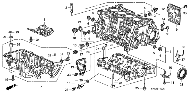 2006 Honda Civic Bolt, Oil Jet Diagram for 15290-RNA-A00