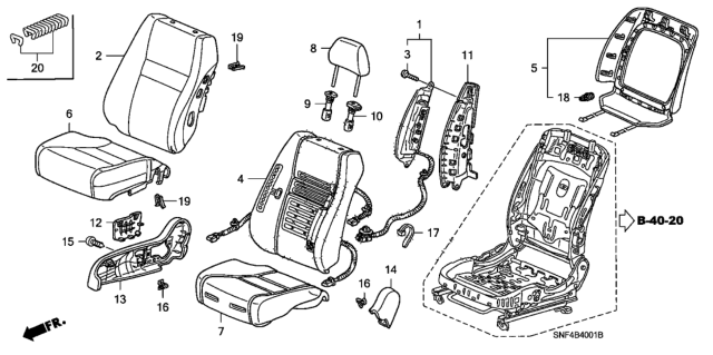 2006 Honda Civic 4 Door GX KA 5AT Front Seat (Passenger Side) Diagram