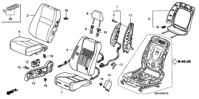 2009 Honda Civic Front Seat (Passenger Side) Diagram