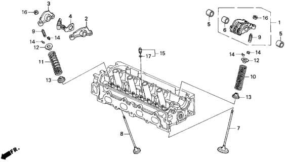 1994 Honda Del Sol 2 Door SI KL 4AT Valve - Rocker Arm Diagram
