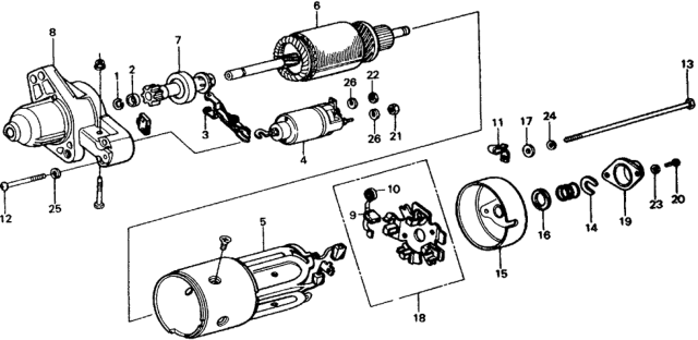1979 Honda Civic Starter Motor Components (Denso) Diagram