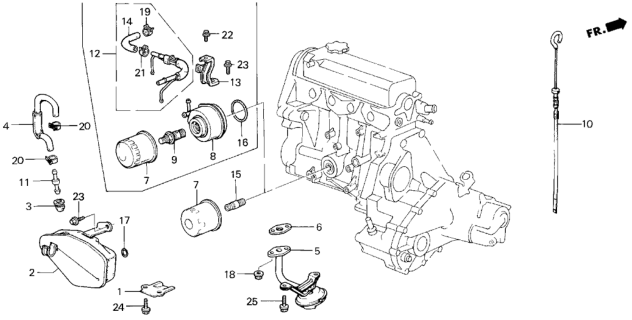 1986 Honda Civic Dipstick, Oil Diagram for 15650-PE0-004