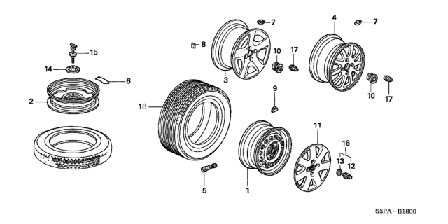 2005 Honda Civic Cap, Aluminum Wheel Center Diagram for 44732-S5P-A01