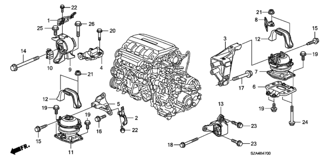 2013 Honda Pilot Engine Mounts Diagram