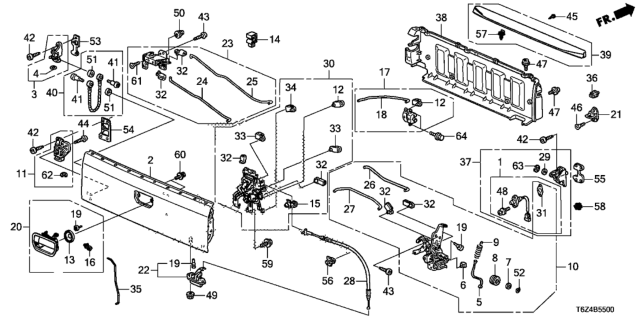 2017 Honda Ridgeline Handle Assy., Tailgate (Upper)*R561P* (COPPERHEAD RED PEARL) Diagram for 74811-T6Z-A11ZA