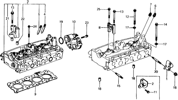 1977 Honda Civic 5 Door ** KL HMT Cylinder Head Diagram