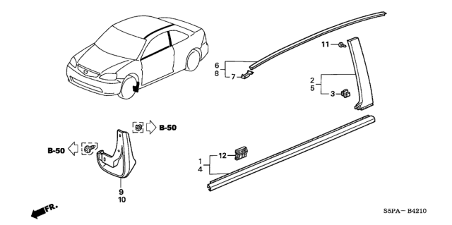 2005 Honda Civic Molding Diagram