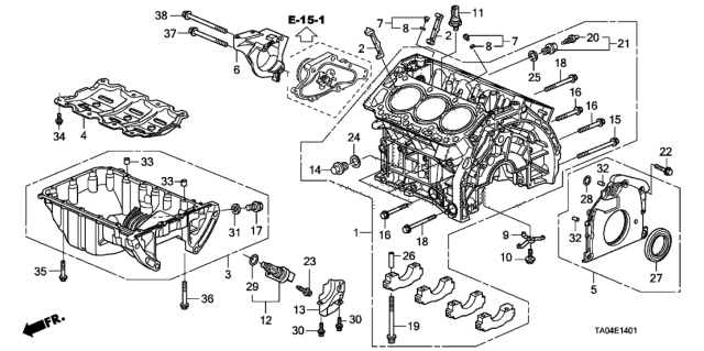 2011 Honda Accord Cylinder Block - Oil Pan (V6) Diagram