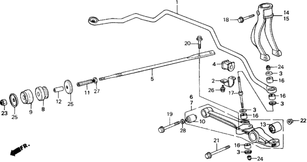 1989 Honda Accord 2 Door SEI KA 5MT Front Lower Arm Diagram