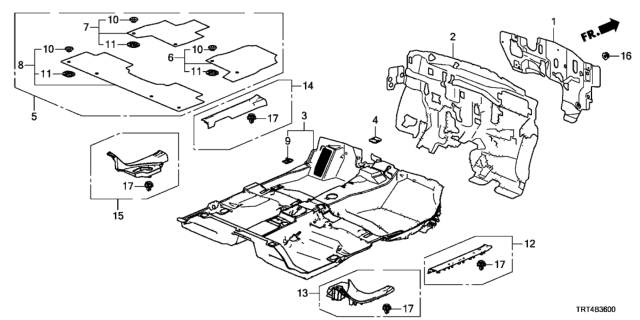 2017 Honda Clarity Fuel Cell Floor Mat Set *Tblack* Diagram for 83600-TRT-A01ZC