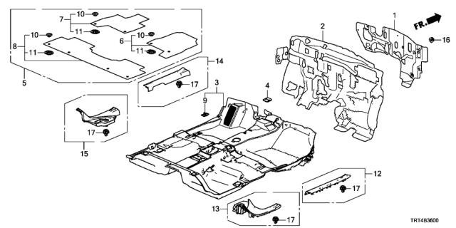 2019 Honda Clarity Fuel Cell Floor Mat Diagram