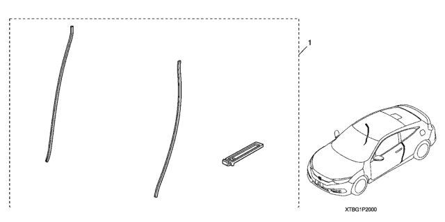 2020 Honda Civic 2 Door EX KL CVT Door Edge Guard Diagram