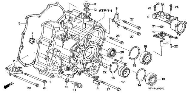 2005 Honda Pilot AT Transmission Case Diagram