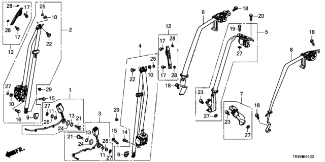 2021 Honda Clarity Plug-In Hybrid BUCKLE SET, L. FR. SEAT BELT *NH900L* (DEEP BLACK) Diagram for 04816-TRV-A01ZB