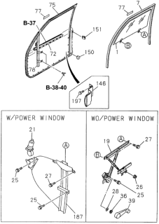 1995 Honda Passport Handle, FR. Window Regulator Diagram for 8-97150-650-0