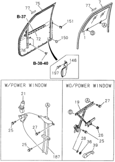 1996 Honda Passport Regulator Assembly, Passenger Side Door Diagram for 8-97123-323-0