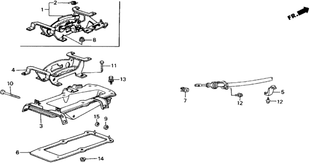 1989 Honda Accord 2 Door LXI KA 4AT Select Lever Bracket Diagram