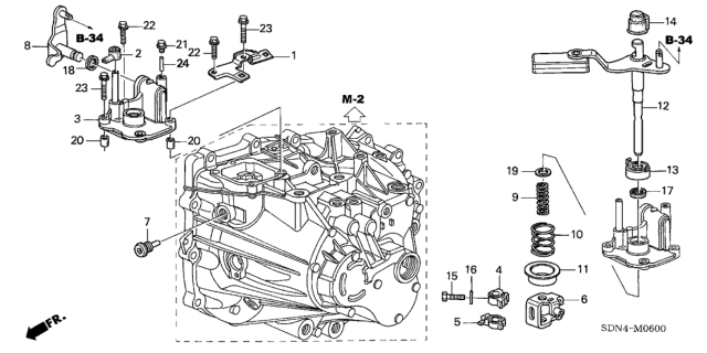 2004 Honda Accord MT Shift Arm (L4) Diagram